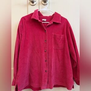 L.l Bean Pink Corduroy Button-Up Shirt